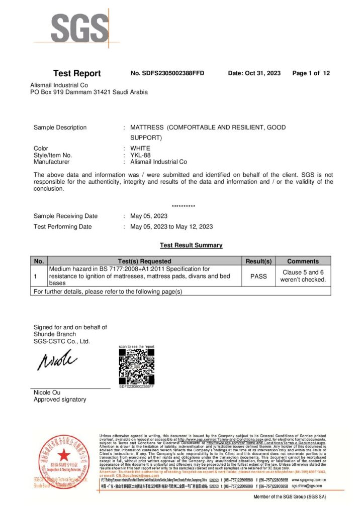 ALISMAIL – Alismail – Foam Mattress FR Report