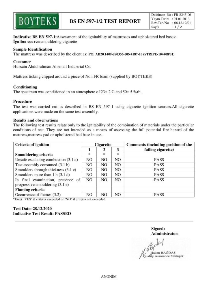 ALISMAIL – FR-8245-06_1 BS EN 597-1 and 2 Test Report-280356
