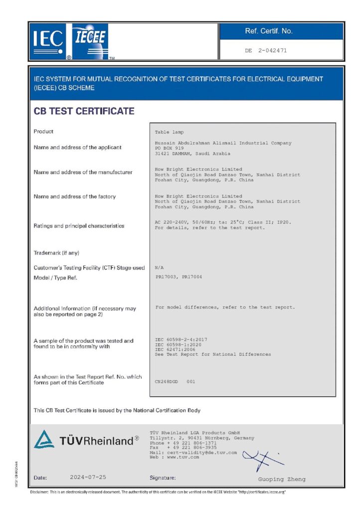 ALISMAIL – Lights – CN248DGD 001 CB cert_extsigned