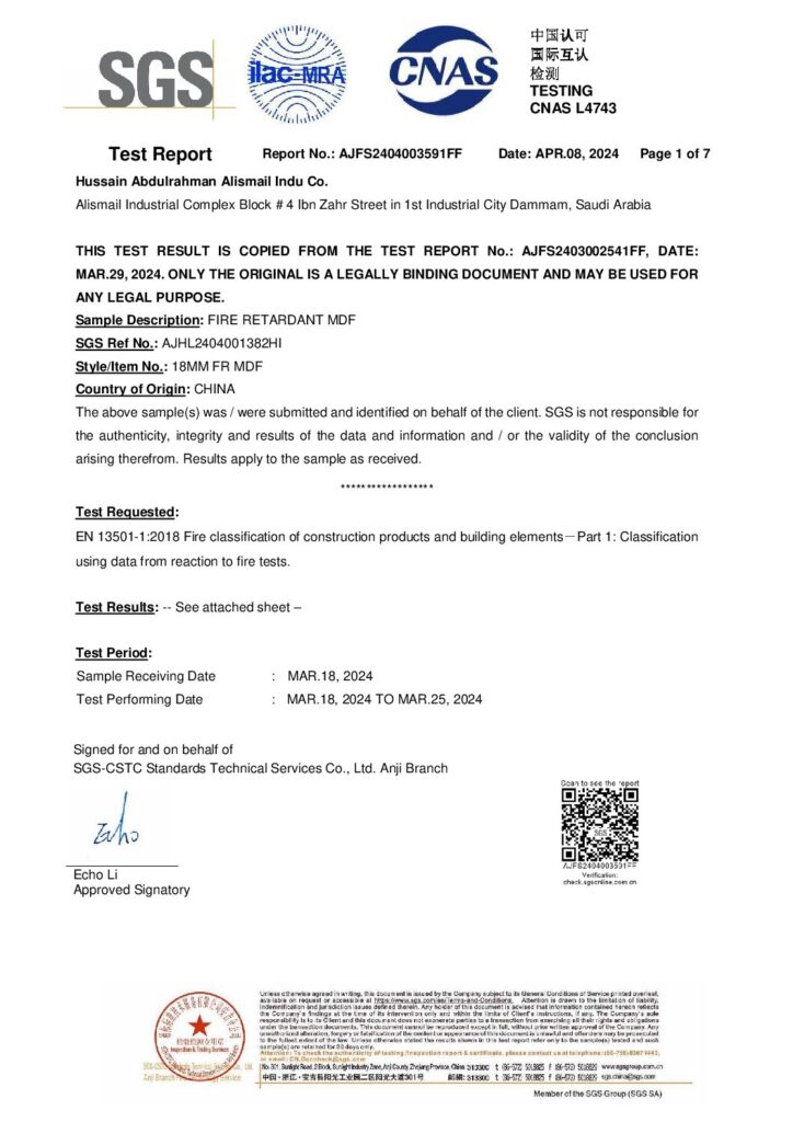 ALISMAIL – MDF – FIRE RETARDANT – 08-04-2024