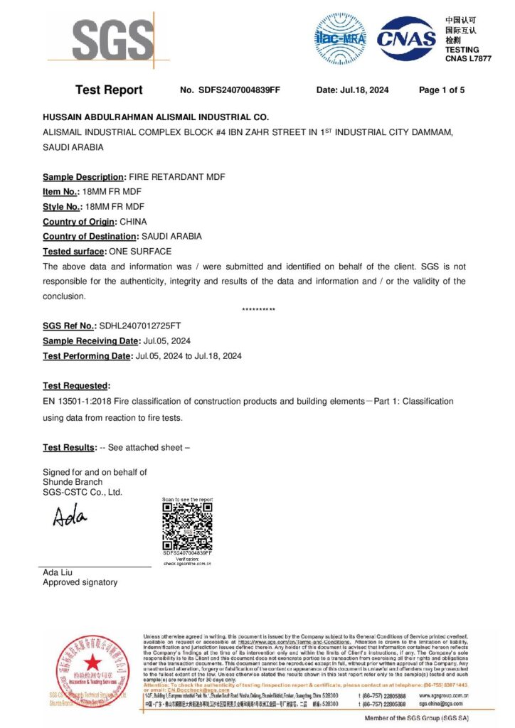 ALISMAIL – MDF – FIRE RETARDANT – 18-07-2024