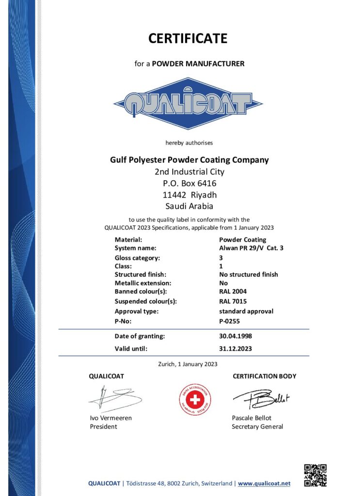 ALWAN – Powder Coating – 2023 – C-Powd Gulf Polyester Saudi Arabia QMEA