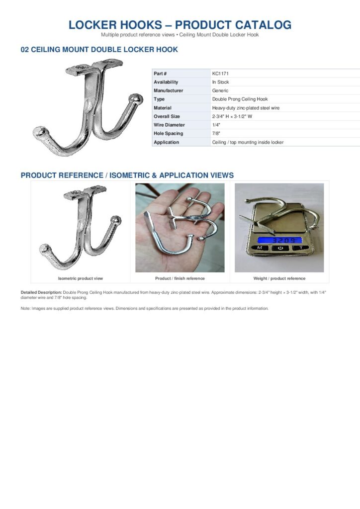 Ceiling Mount Double Locker Hook
