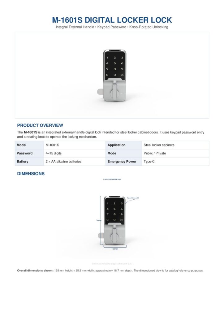 M1601S_Digital_Locker_Lock_M1601S_Complete_English_Catalog